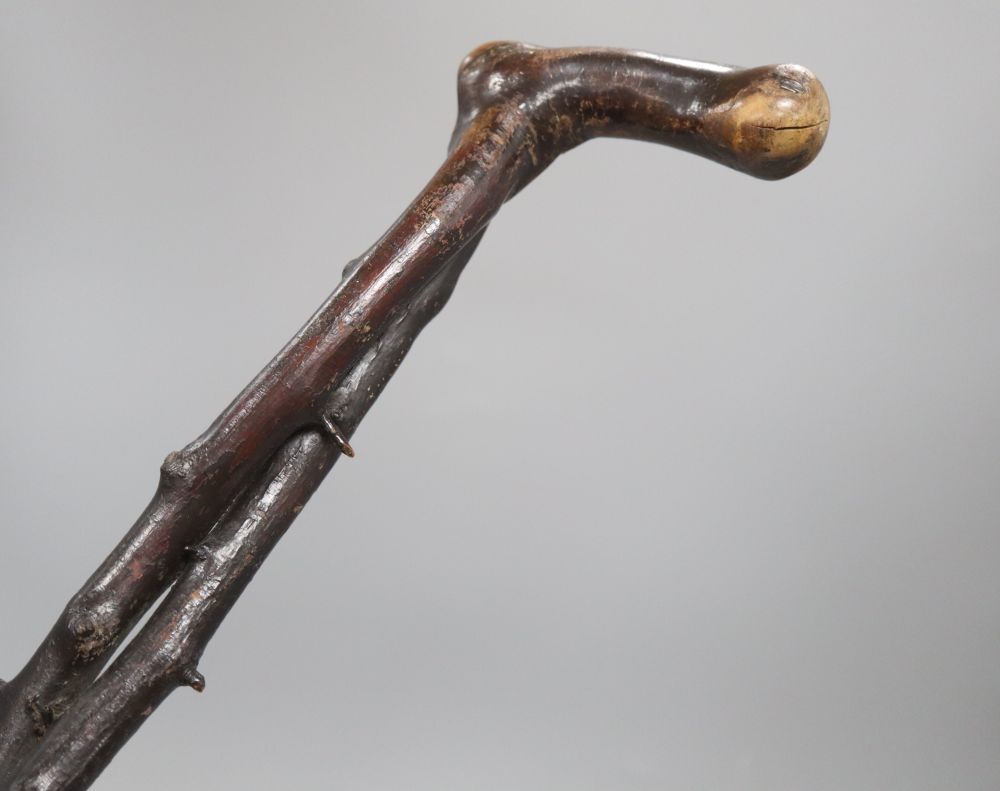 A Blackthorn hedgerow walking stick, c.1820